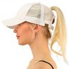 Messy Bun Cotton Sports Mesh Trucker Hat