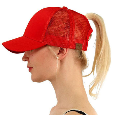 Messy Bun Cotton Sports Mesh Trucker Hat