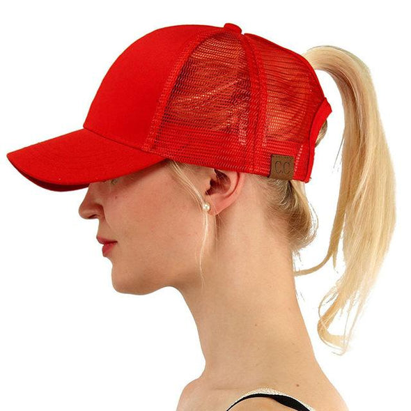 Messy Bun Cotton Sports Mesh Trucker Hat