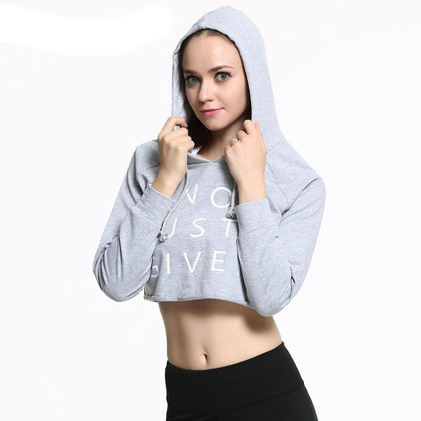 Sports Cropped Tops Hoodie